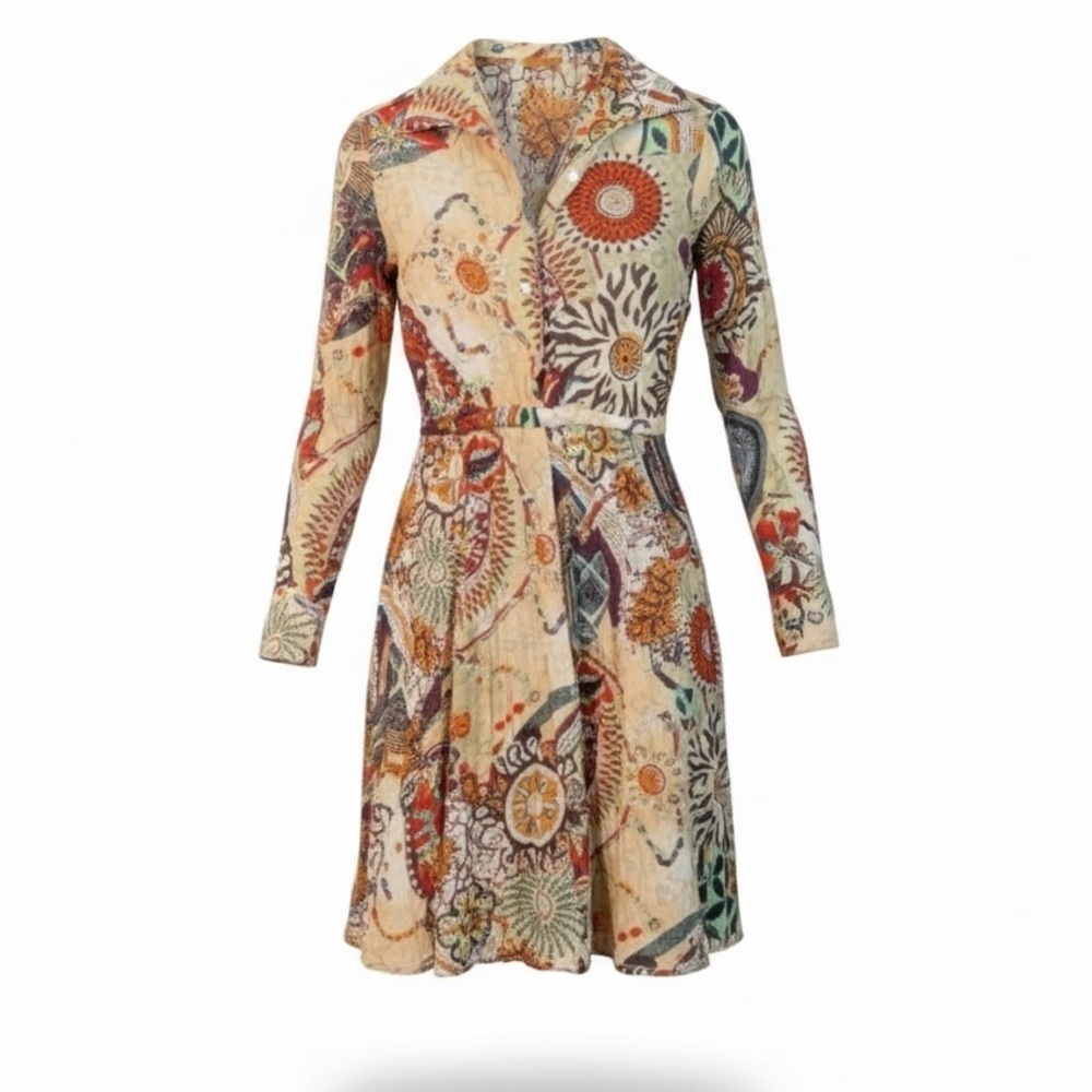 Roberta Freymann Boho Patchwork Dress Small Cottagecore Artsy - Picture 2 of 8